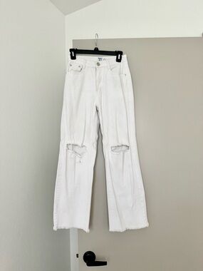 High-Rise White Flare Jeans